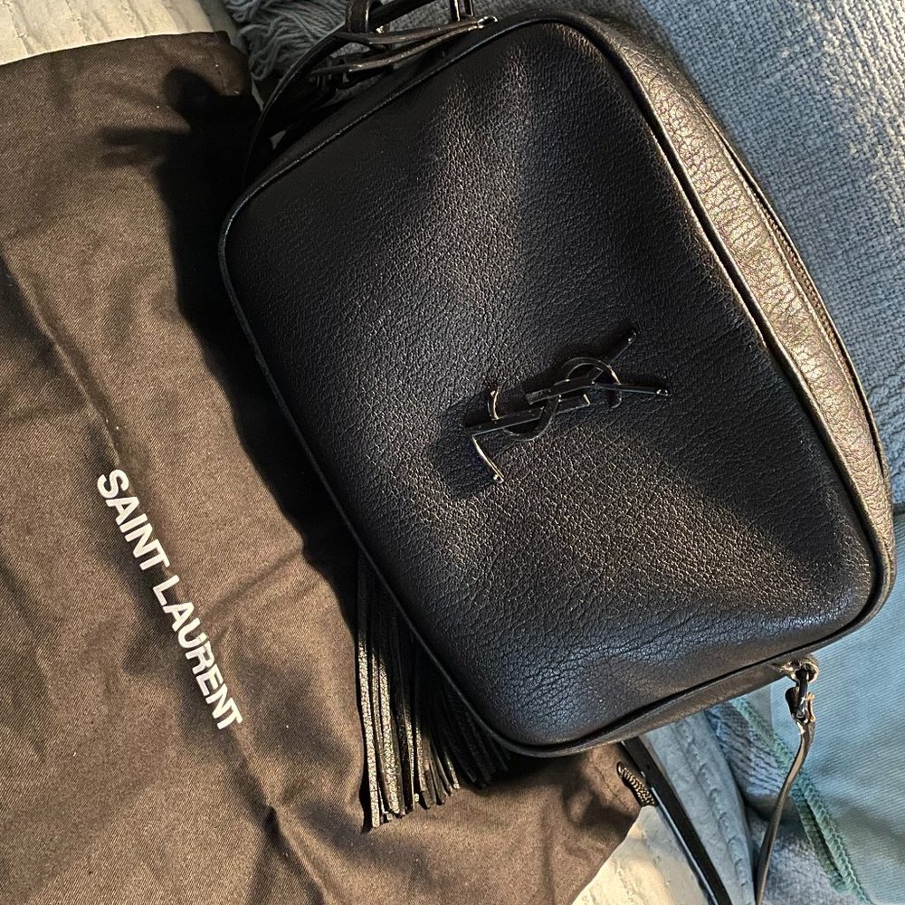 Authentic YSL Lou Camera Crossbody Lambskin Black Monogram